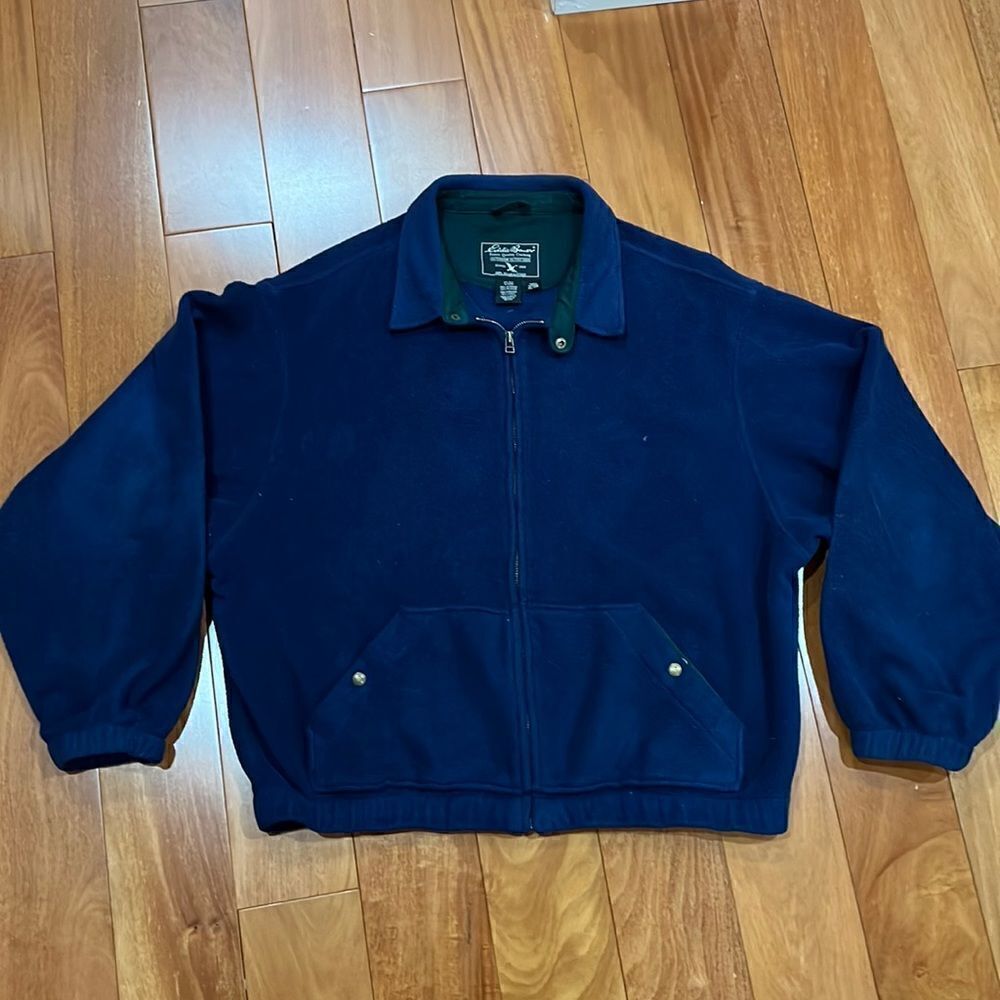 Eddie Bauer Fleece Jacket Mens XL Navy Blue Full Zip Outdoor Layer XL